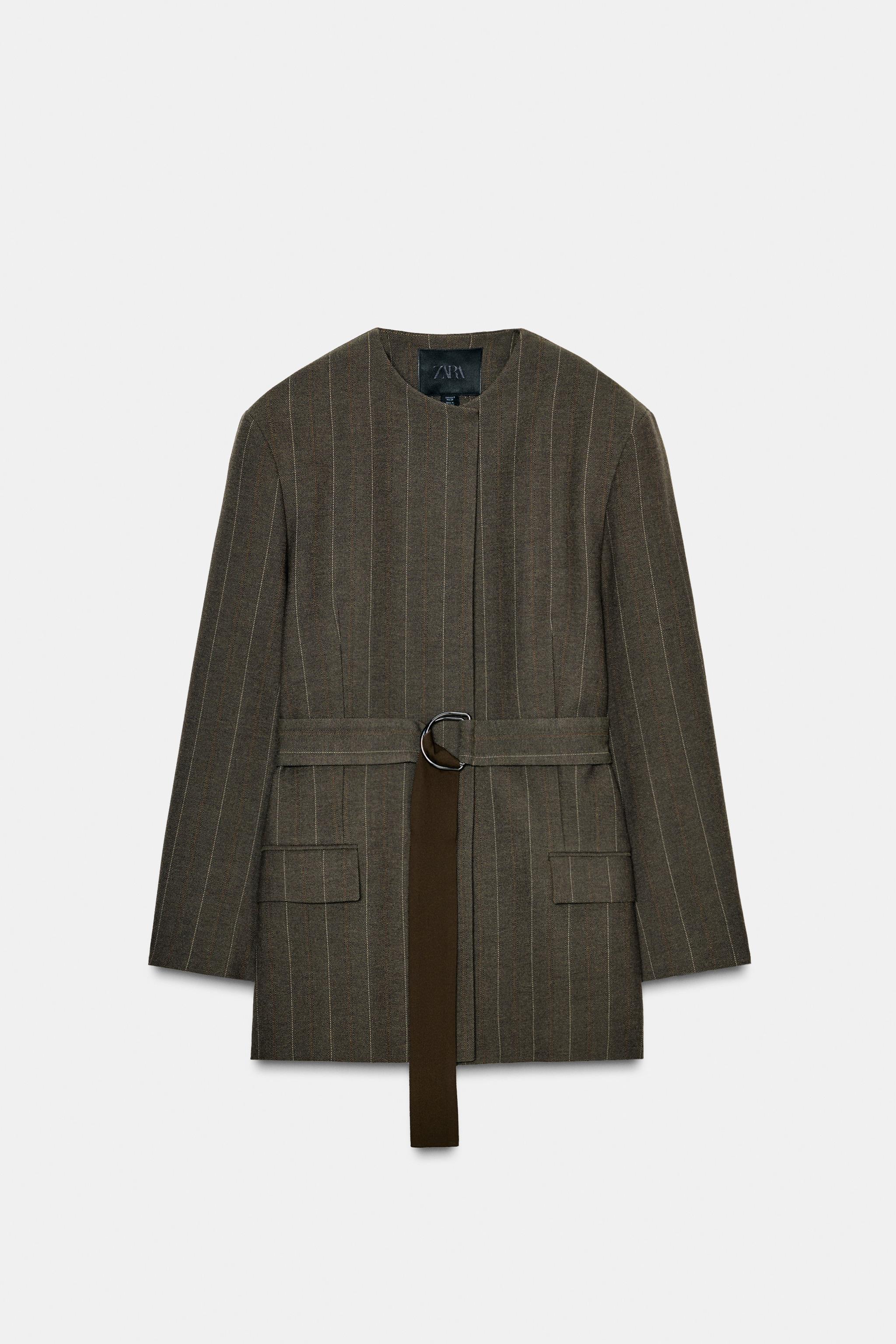 STRIPED BELTED BLAZER ZW COLLECTION